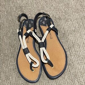 Sperry Women's Navy and Tan Sandals